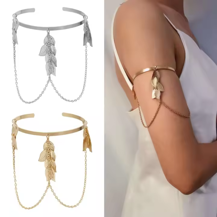 Pulsera romana griega Learm para mujeres y niñas, brazalete de Metal para la parte superior del brazo, brazalete ajustable Simple - 1