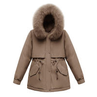 Parka cálida de invierno, abrigo de algodón polar con capucha de piel y bolsillos para clima frío al aire libre - details 0