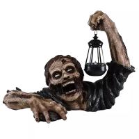 Linterna de zombie de terror de Halloween, artesanía de resina de explosión, decoración de atmósfera de terror de jardín con tallado de lámpara - details 4