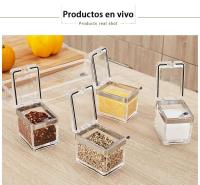CA transparente, 4 recipientes de vidrio para condimentos con cucharas, pimienta ETA, especias, organizador de especias para camping - details 0