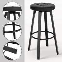 2 unids/set taburete de Bar con asiento giratorio de piel sintética 4 patas de Metal taburete alto con reposapiés para comedor cocina cafetería - details 4