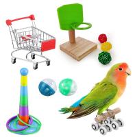 Juguetes de Entrenamiento para Pájaros 6Pcs Anillo de Empilhaje Mini Carro de Compras Patinetas Bola de Campana Mesa de Tricks para Pájaros Material de Madera Dangerous Goods Normales Producto Universal para Interior - details 1