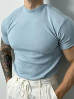 Camiseta De Verano Para Hombre Estilo Deportivo Con Cuello Alto Y Rayas Manga Corta Ajustada Para Fitness Y Running - details 7