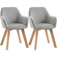 2 Sillas de Comedor Modernas Sillas de Cocina Tapizadas en Terciopelo con Respaldo Reposabrazos y Patas de Madera Carga 120 kg para Salón Dormitorio 54x57x80 cm - details 0