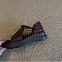 Cuero suave ~ Casual con aumento de altura y suela gruesa para mujer Sandalias versátiles impresionantes de verano - details 4