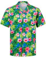 Camisa hawaiana de moda de verano, camisa casual de playa Aloha con estampado de cocoteros y botón grande de manga corta 6XL para hombre - details 24