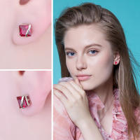 JewelryPalace-pendientes de plata de ley 925 con rojo rubí, joyería con piedras preciosas, con cierre de tuerca, para mujeres - details 3