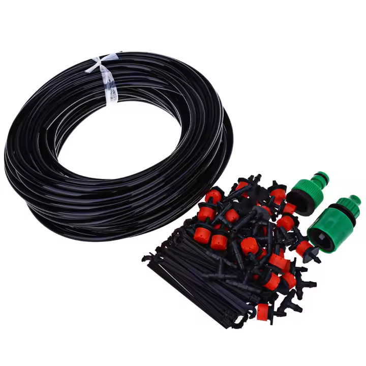 Juego de riego por goteo automático para plantas, kit de manguera de jardín, sistema de riego con 30 piezas de suciedad ajustable, 25M - 1