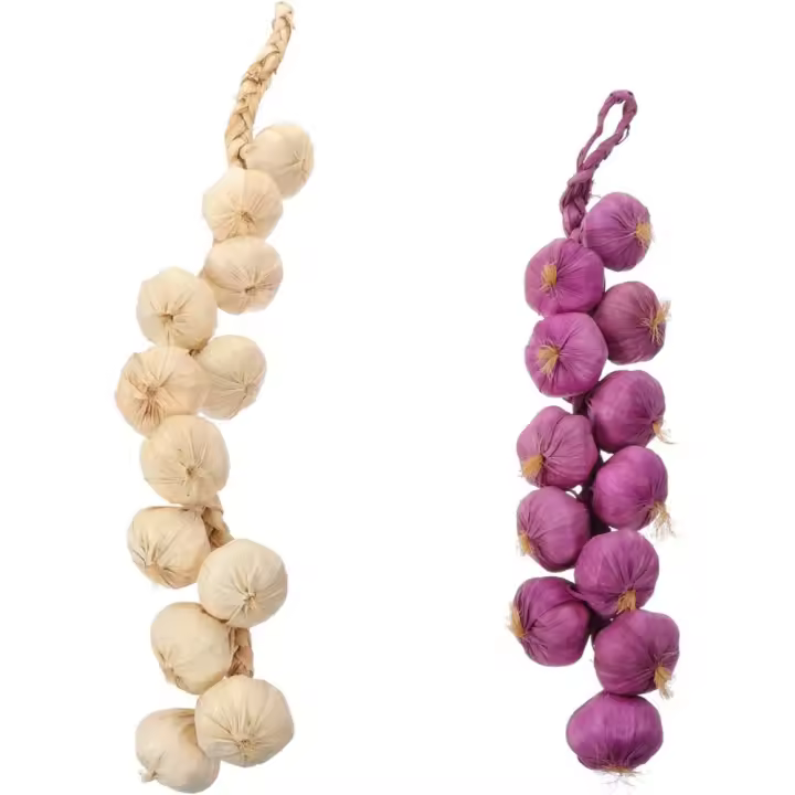 Casa 2 Piezas Cuerdas Decoración Hogareña Ajo Seco Vegetales Falsos Cadenas De Verduras Falsas Bulbos De Ajo Vid De Guirnalda De Frutas Vegetales Cebolla Trenza Espuma - 1