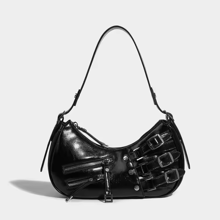 Bolso de hombro Retro para mujer, bolso Vintage de cuero PU con correa ajustable para axilas - 1