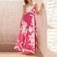 Vestido largo playero estilo bohemio vintage 2025 para mujer, con tirantes finos, espalda descubierta, estampado de sol, estilo swing. - details 0