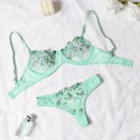 Conjunto de lencería Sexy exótica, sujetador de encaje transparente para mujer, tentación transparente, sujetadores florales bordados, conjuntos de ropa interior Push Up - details 9