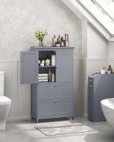 Mueble de Baño, Armario de Baño, Armario de Cocina, Armario Almacenaje con 4 Puertas, Estantes Regulables, 30 x 60 x 110 cm, Blanco - details 32