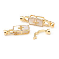2 juegos de conectores de latón y circonita y concha de Color dorado de 18K para collares, cierres de pulsera, suministros para fabricación de joyas, accesorios Diy - details 26