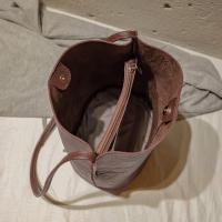 Bolso de hombro Vintage de gran capacidad para mujer, bolso cruzado informal de cuero PU, Color sólido, bolso de compras con asas - details 12