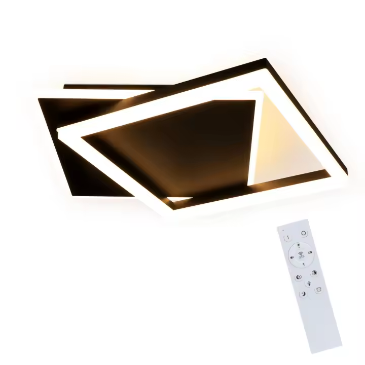 CBJKTX Luz de Techo LED Dormitorio Lámpara Negra Regulable 42W Lámpara de Techo Acrílica Cuadrada con Control Remoto Moderno para Sala de Estar - 1