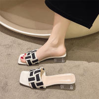 Nuevo color a juego de medias zapatillas para mujer, ropa de verano 2025, nuevo temperamento, estilo de hadas, sandalias de tacón grueso - details 1