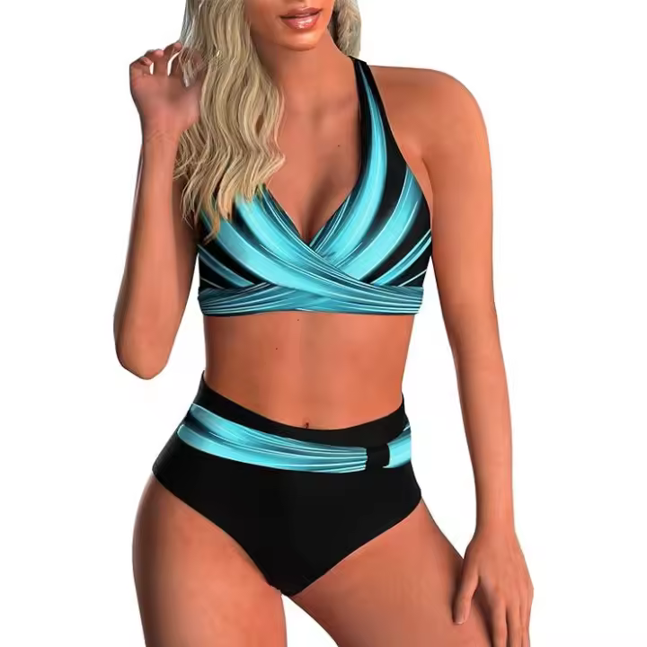 2024 Nueva Mujeres Traje de baño Sexy Mujeres de cintura alta Bikini Traje de baño Femenino de dos piezas Ropa de playa Impreso Bikinis Set Traje de baño - 1
