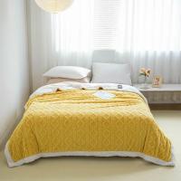 Manta de lana de cordero para las cuatro estaciones, toalla nórdica para el hogar, manta de sofá de siesta de Color sólido - details 0
