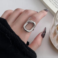 Anillos huecos simples de acero inoxidable para mujer moda geométrica Smiple abierto hecho a mano regalos de joyería para fiesta de alergias novedad de 2023 - details 2