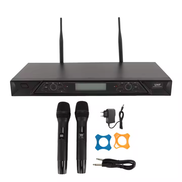 Sistema de Micrófono Inalámbrico Multifuncional Micrófono a Mano sin Cable y Receptor para Conferencias 100‑240V Televisiones y Videos - 1