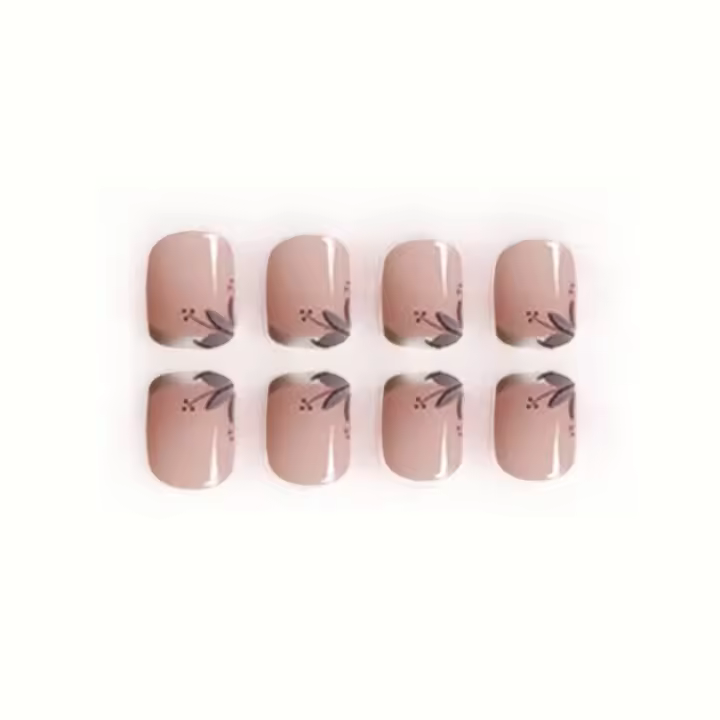 Uñas postizas de color rosa desnudo de alta calidad, longitud larga, ultraflexibles, punta blanca - 1
