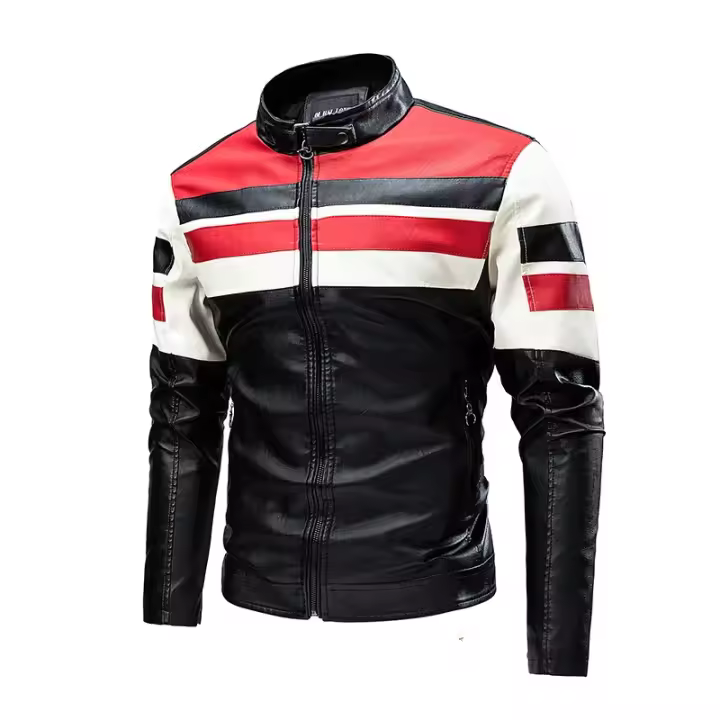 Chaqueta de Cuero de Motocicleta para Hombres Ajuste Delgado PU de Alta Calidad Moda Otoñal Casual - 1