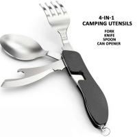 Cuchara 4 en 1, cuchillo, tenedor, abridor de botellas, juego de bolsas plegables de acero inoxidable, juego de villa al aire libre - details 6