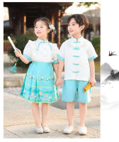 Vestido de Recitación de Poesía de Verano Hanfu para Niños Traje Antiguo Chino con Falda de Cara de Caballo Conjunto de Ropa y Zapatos - details 17