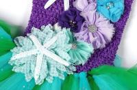Vestido de sirena para niñas, vestido de fiesta de princesa de Halloween, falda tutú de tul de malla arcoíris, escala de pez de lentejuelas tres - details 26
