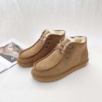 Nuevas botas de nieve con cordones para hombre de lana de cuero genuino cálidas y antideslizantes - details 2