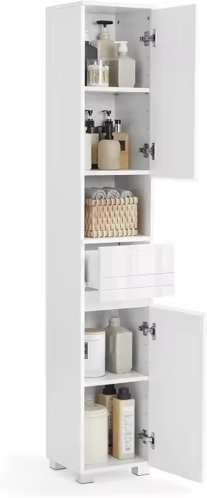 Mueble de Baño Armario de Almacenamiento con Cajón Estantería Regulable Tamaño 30 x 30 x 170 cm - 1