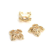 50 Uds. De cuentas redondas de latón de Color dorado de 18K, tapas de hojas de árbol y flores, suministros para hacer cuentas de joyería, accesorios Diy - details 7