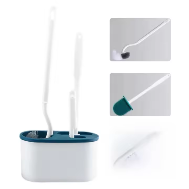 Juego de Cepillo de Inodoro de Pared 3 en 1 Limpieza Suave sin Perforación - 1