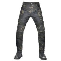 Jeans de motocicleta para hombres y mujeres, camuflaje azul malla de verano transpirable locomotora slim-fit anti-caída pantalones de ciclismo. - details 5