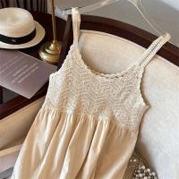Jyccr Bohemian ral bordado corto sin mangas para mujer verano dulce crochet correa de espagueti vestido de vacaciones - details 4