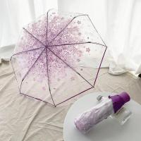 Paraguas coreano lindo mini fresco triple japonés flor de cerezo paraguas transparente, impermeable y resistente al viento - details 9