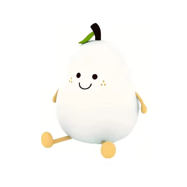 Night Lights for Kids Pear Shaped Cute Silicone Nightlight 7 Colors Dimmable Night Lamp USB Charging for Bedroom Bedside Room - 1