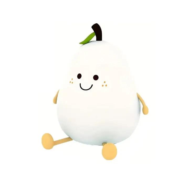 Night Lights for Kids Pear Shaped Cute Silicone Nightlight 7 Colors Dimmable Night Lamp USB Charging for Bedroom Bedside Room - 1