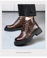 Nuevas botas de cuero de algodón. Botas cortas de locomotora interior de suela gruesa de estilo británico fino. - details 24