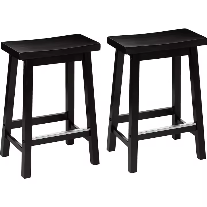 taburetes de cocina de madera maciza, taburete de bar corto, silla de comedor, fácil montaje, - 1