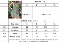 Mujer V cuello cintura falda de hoja de loto vestido de tirantes casuales - details 0
