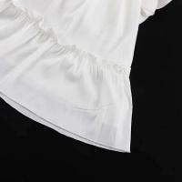 Tossy-minivestido blanco con volantes y cuello en V para mujer, vestido elegante de manga larga con retazos, cintura alta, con cordones - details 6