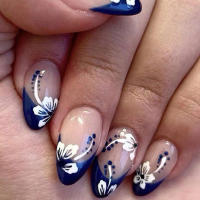 24 Piezas De Uñas Postizas Cortas Cuadradas Estilo Francés Con Flores + 1 Pegamento + 1 Lija Para Uñas - details 26