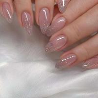 24 uñas cortas francesas, color rojo violáceo liso con gel de gelatina y 1 lima de uñas - details 0