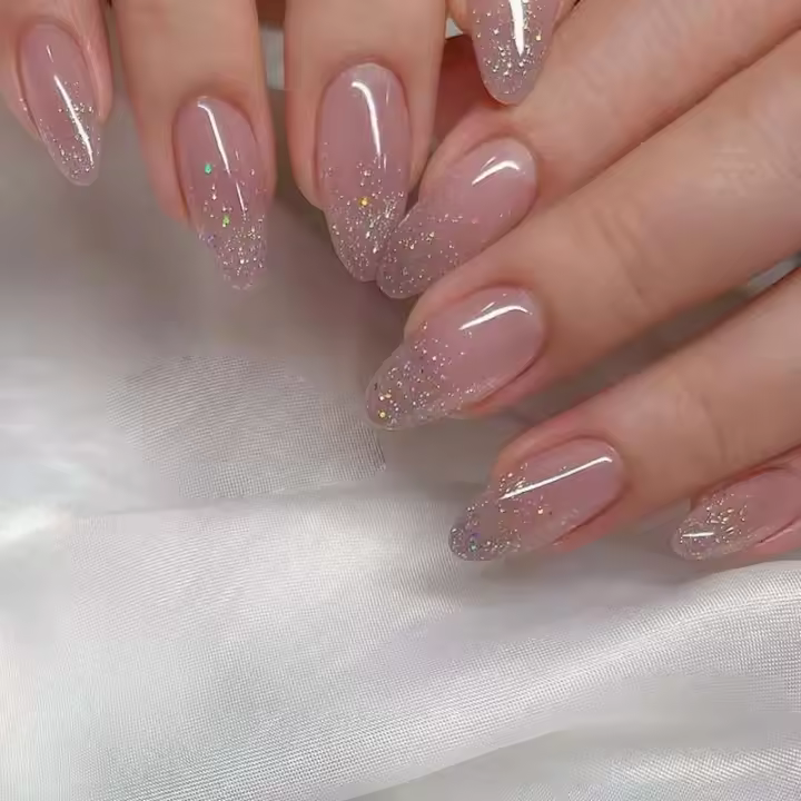 24 uñas cortas francesas, color rojo violáceo liso con gel de gelatina y 1 lima de uñas - 1