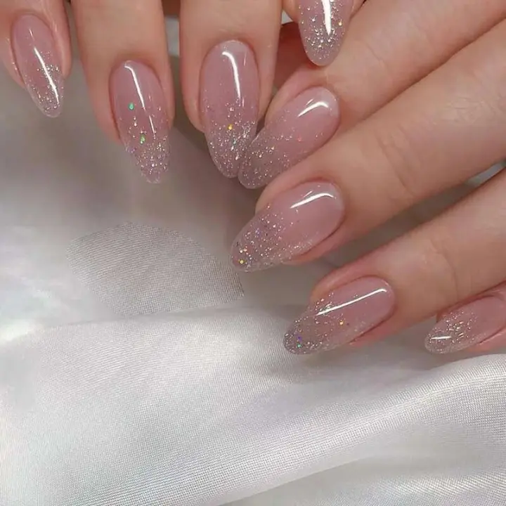 24 uñas cortas francesas, color rojo violáceo liso con gel de gelatina y 1 lima de uñas - 1