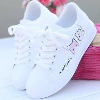 Zapatillas de deporte con cordones para mujer, zapatos informales con estampado de gato, de Pu, para verano, 2025 - details 1