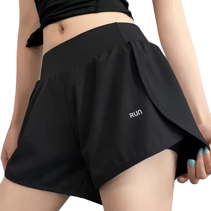 Shorts Deportivos De Verano Para Mujer 2 Capas Antigolpe Con Letras Doble Fitness Ropa Deportiva Transpirable Y Secado Rápido Talla Verdadera - 1