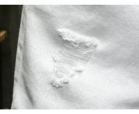 Pantalones Cortos de Denim Blanco para Hombres 2024 Moda Casual con Diseño Rasgado de Rodilla - details 6